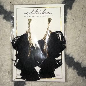 Ettika Daydreamer Tassel Earrings (in black/gold)